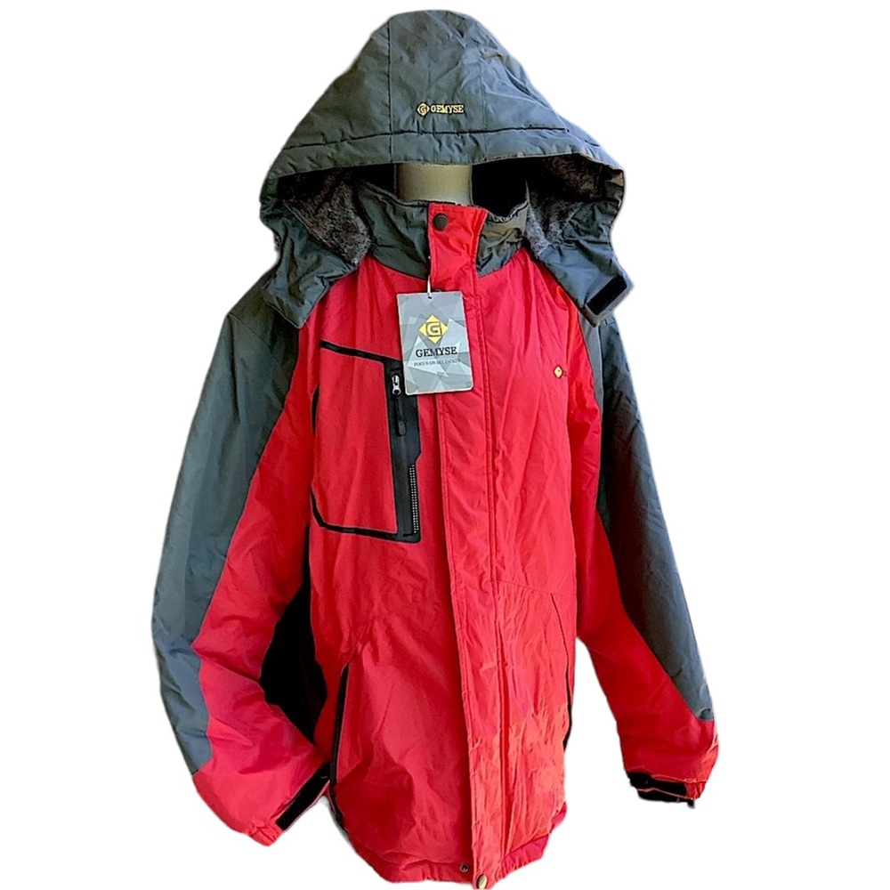 Red & Gray Waterproof Ski & Snow Jacket. B14